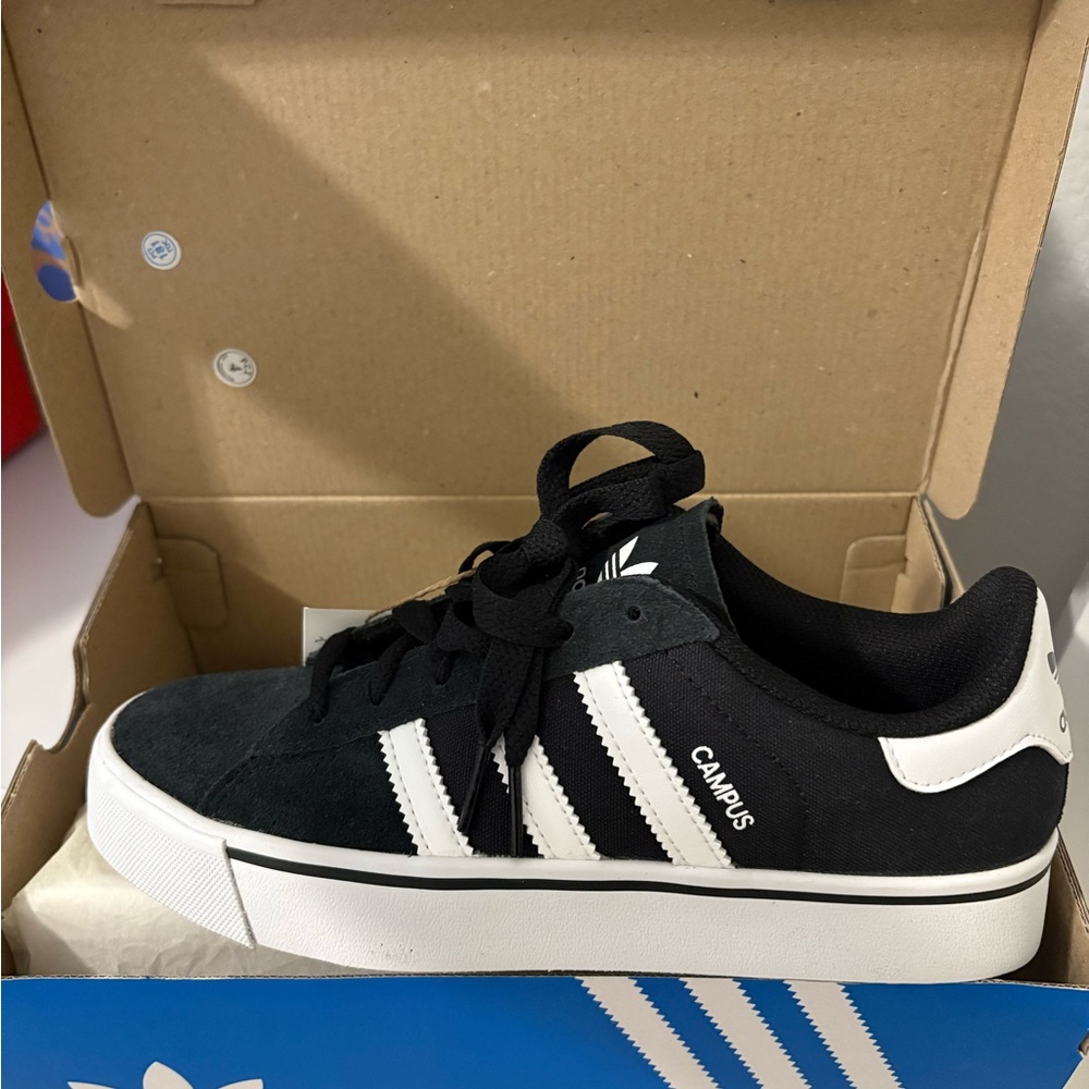 Adidas Campus Black Suede Sneakers with White Stripes *NWT*